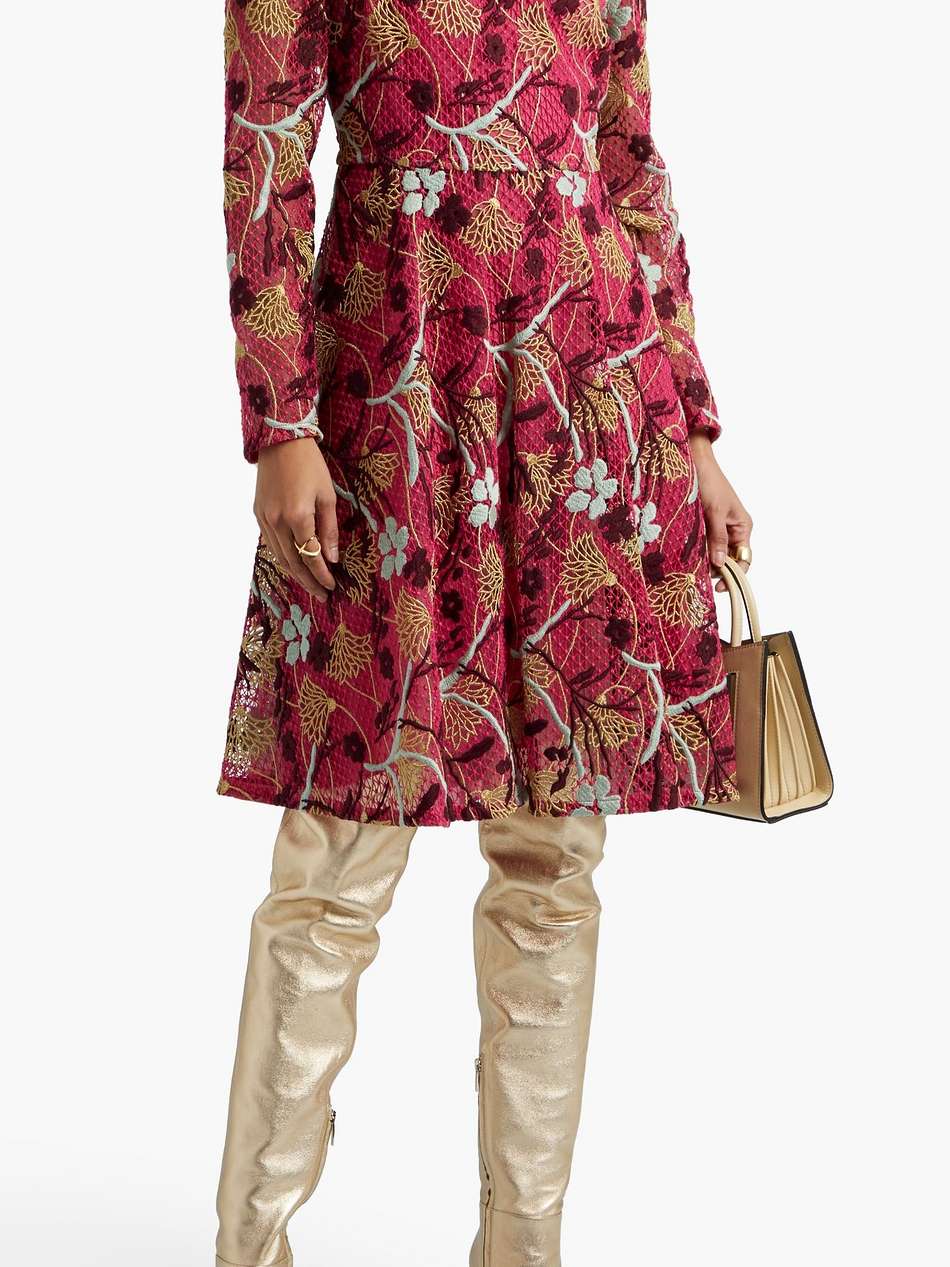 embroidered cotton-blend guipure lace dress