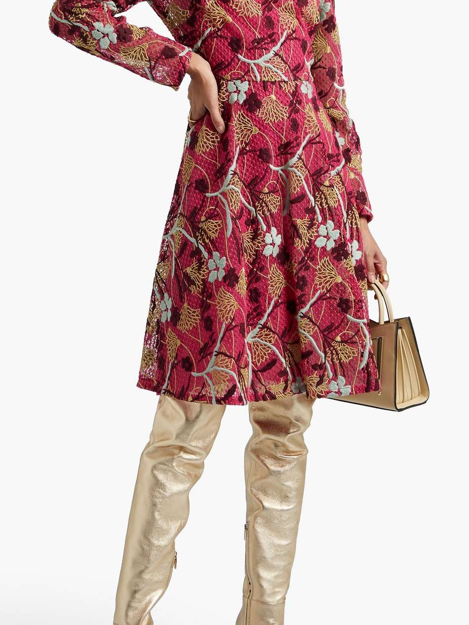 embroidered cotton-blend guipure lace dress