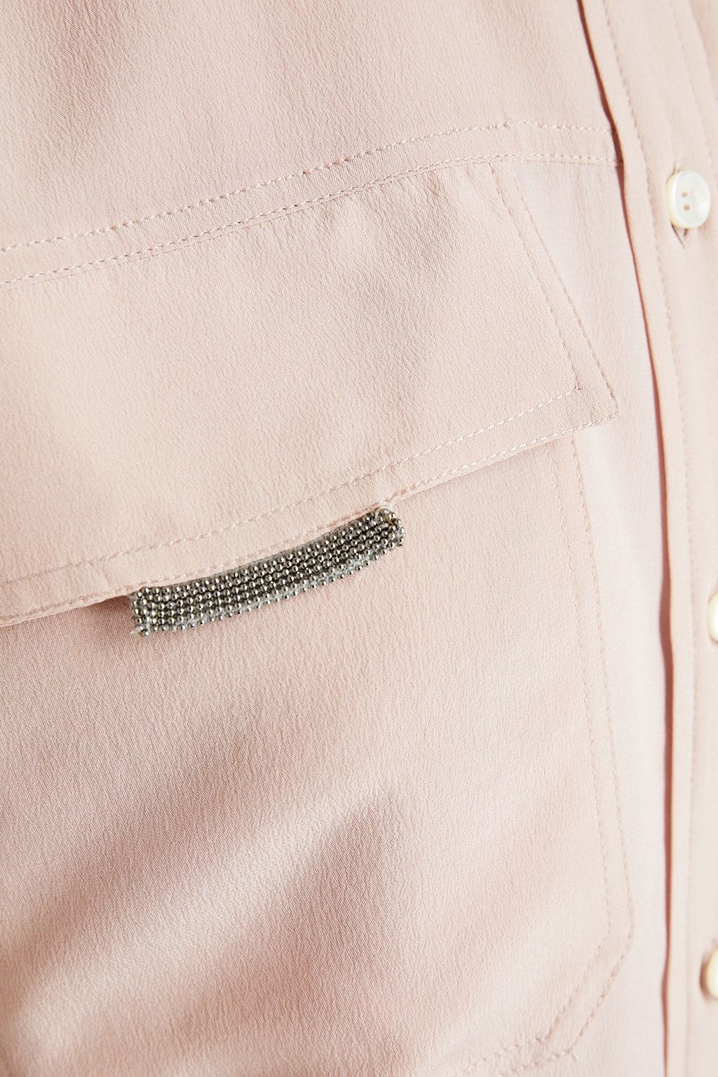 BRUNELLO CUCINELLI Bead-embellished silk crepe de chine shirt