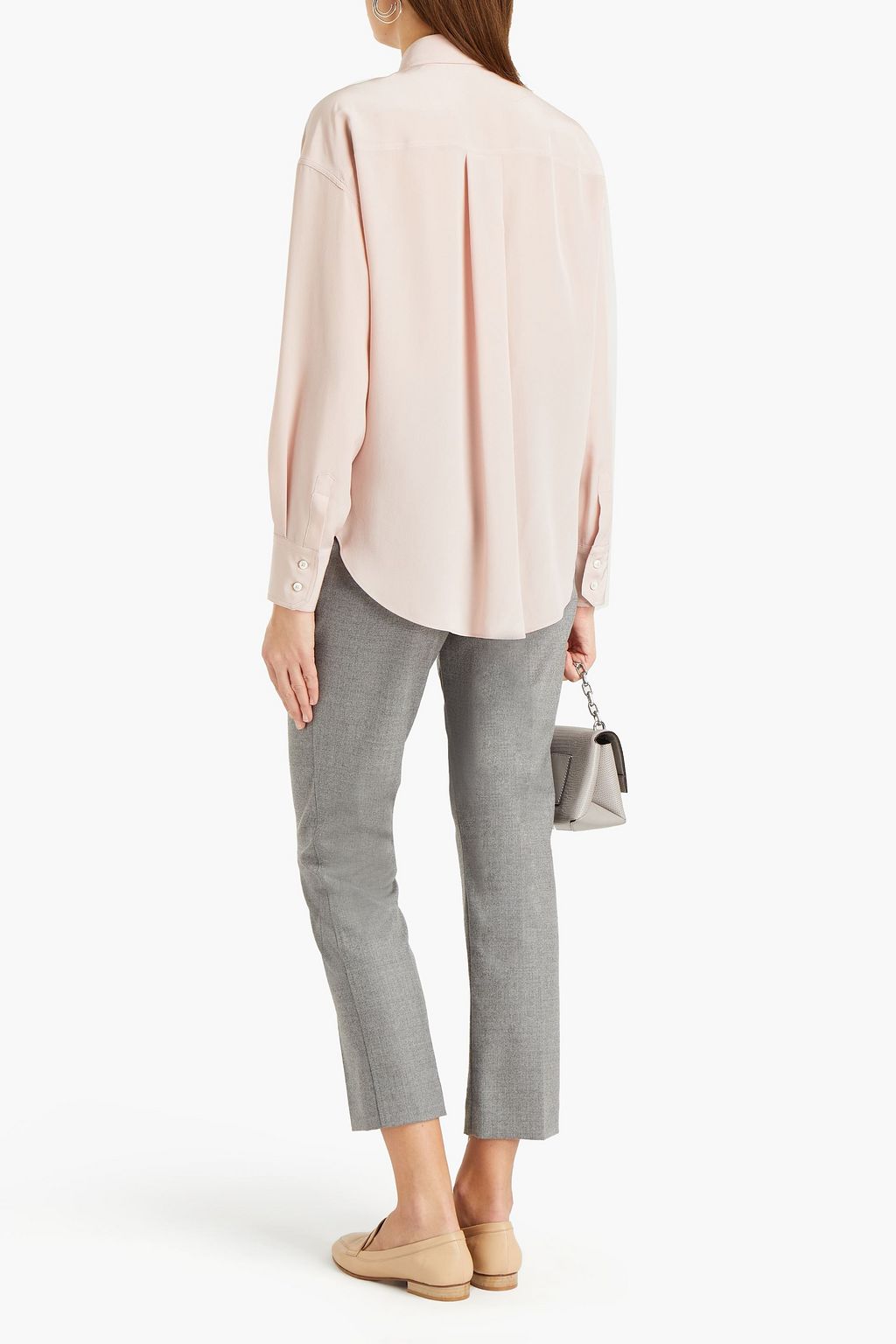 BRUNELLO CUCINELLI Bead-embellished silk crepe de chine shirt