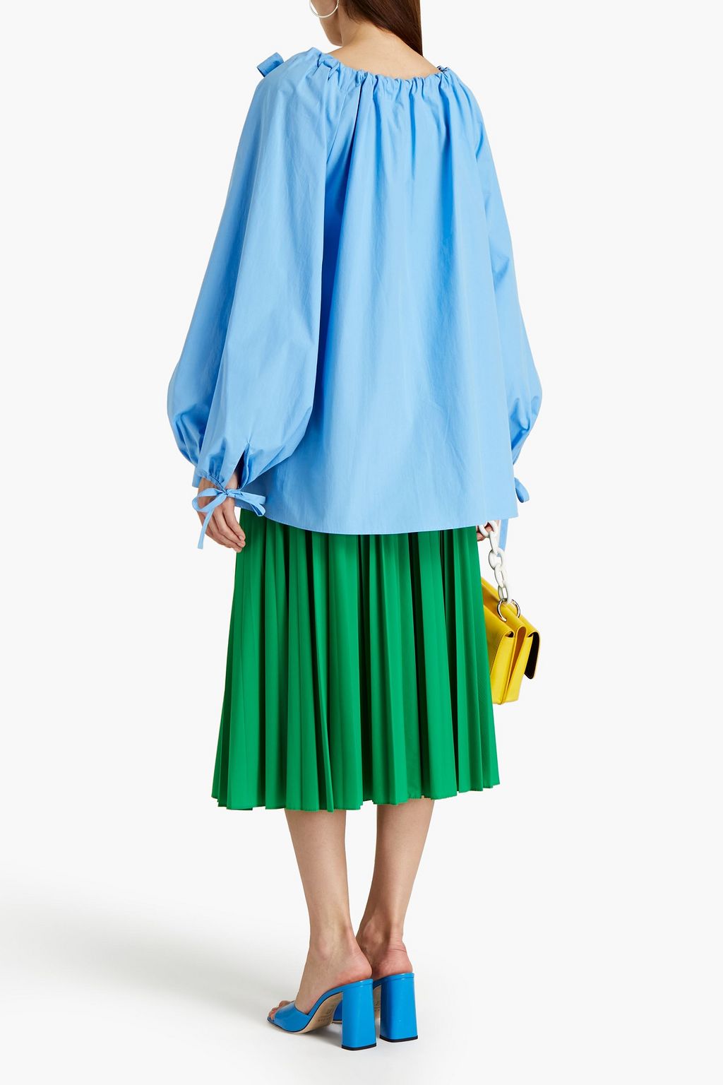 MSGM Gathered cotton-poplin blouse