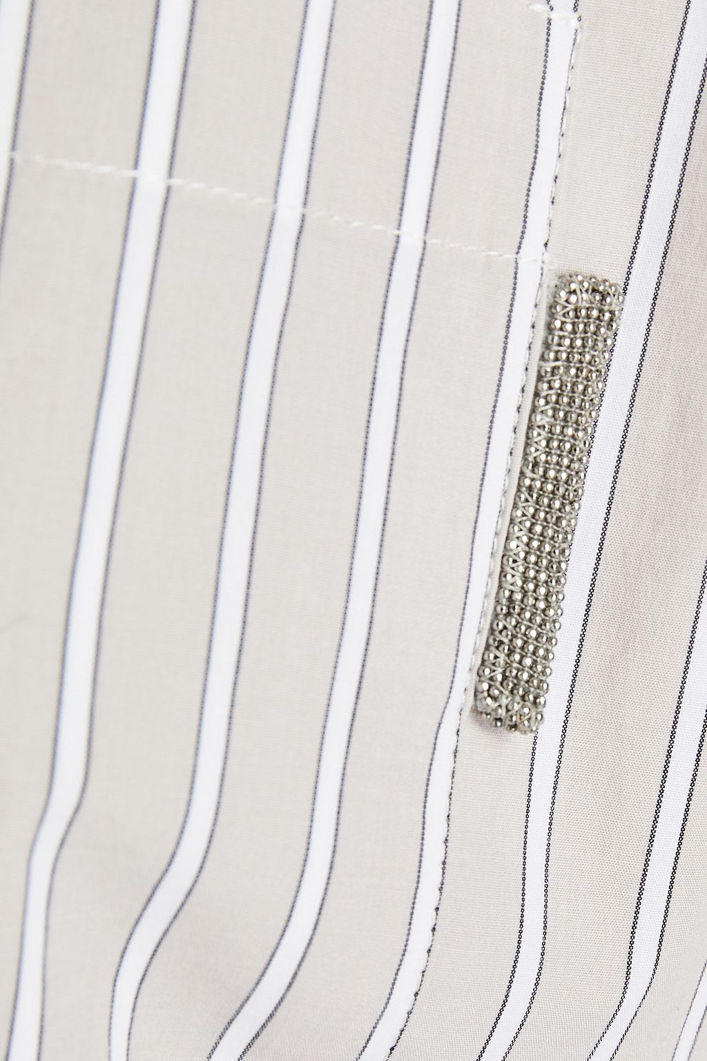 BRUNELLO CUCINELLI Bead-embellished striped stretch-cotton poplin shirt