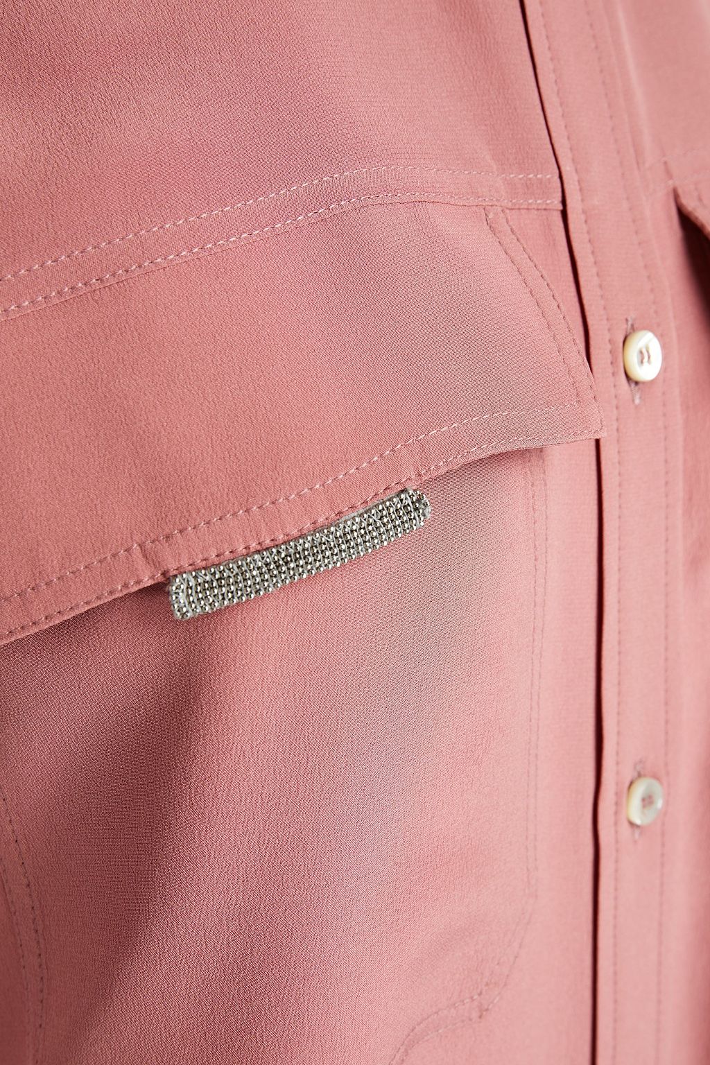 BRUNELLO CUCINELLI Bead-embellished silk crepe de chine shirt
