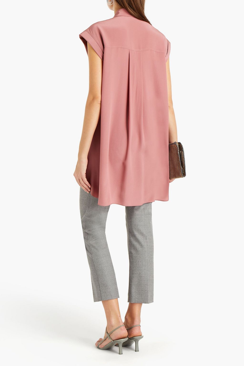 BRUNELLO CUCINELLI Bead-embellished silk crepe de chine shirt
