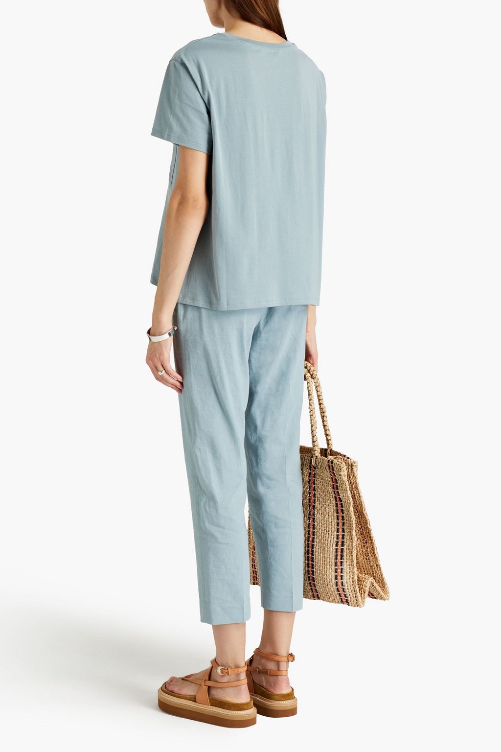 THEORY Cropped linen-blend tapered pants