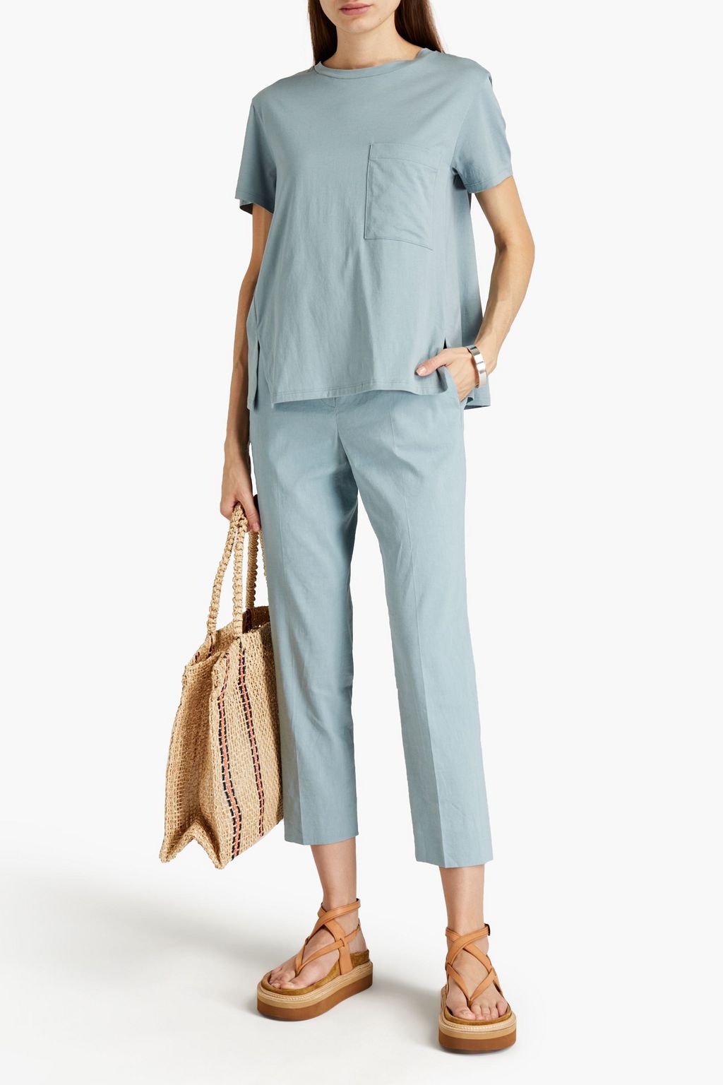 THEORY Cropped linen-blend tapered pants