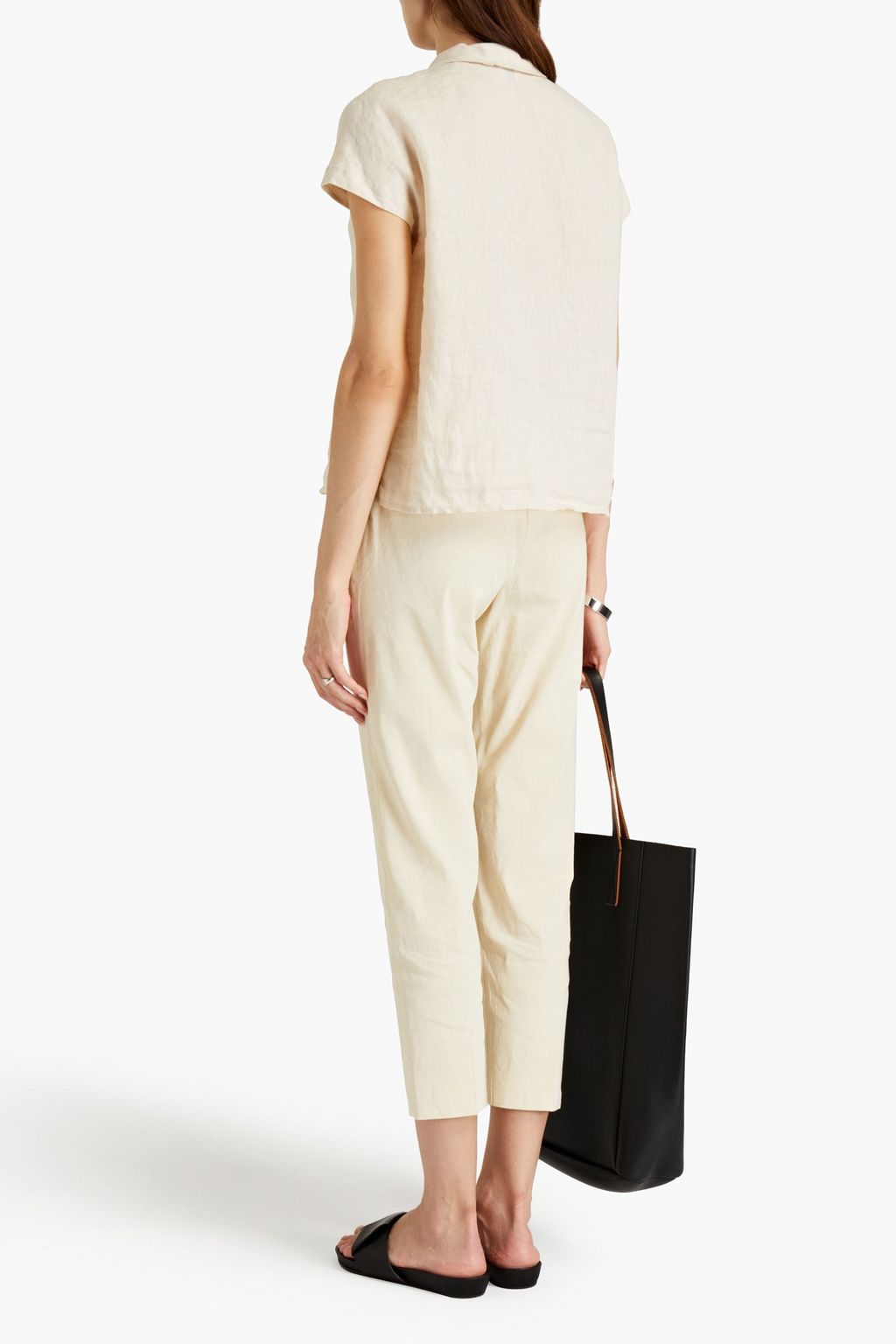 THEORY Cropped linen-blend tapered pants
