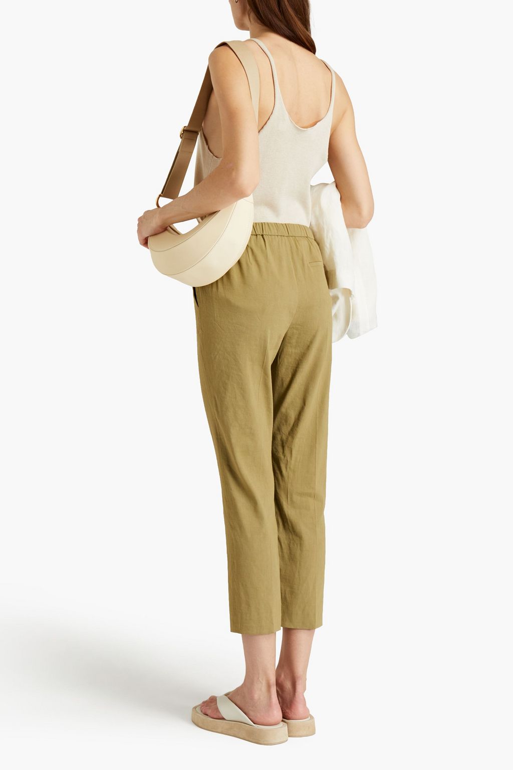 THEORY Cropped linen-blend tapered pants