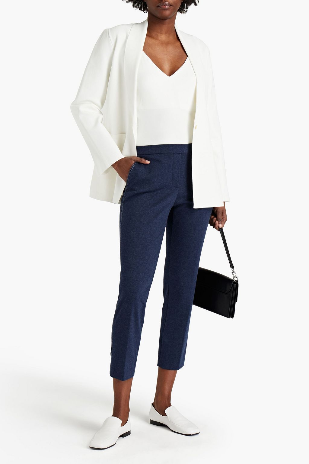THEORY Cotton-blend jersey tapered pants