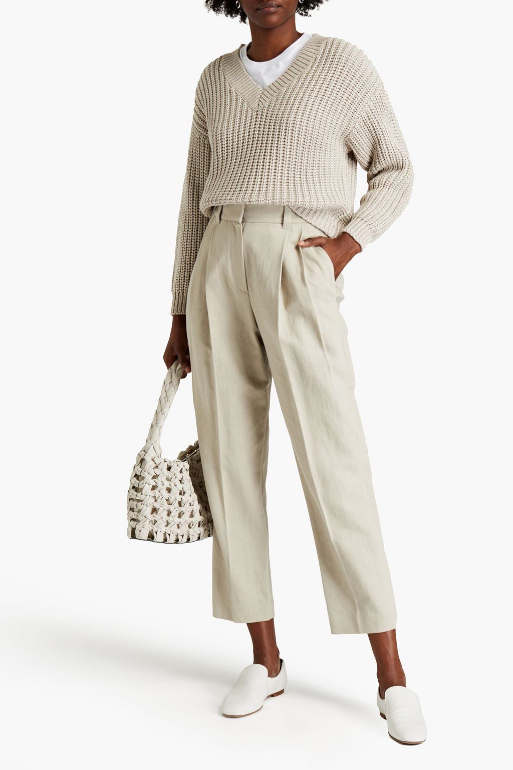 BRUNELLO CUCINELLI Ribbed metallic cotton-blend sweater