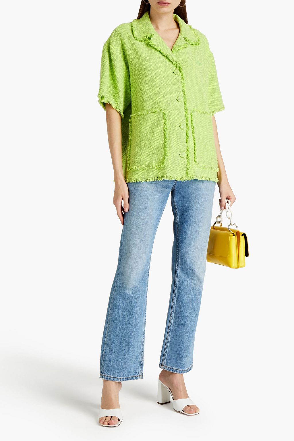 MSGM Cotton-blend tweed shirt