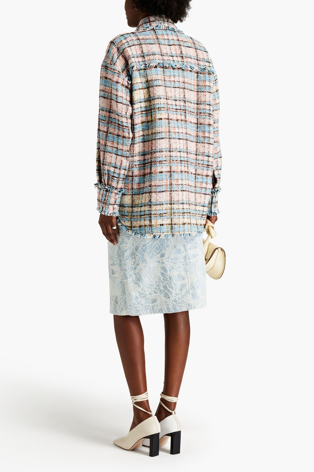 MSGM Checked cotton-blend tweed shirt
