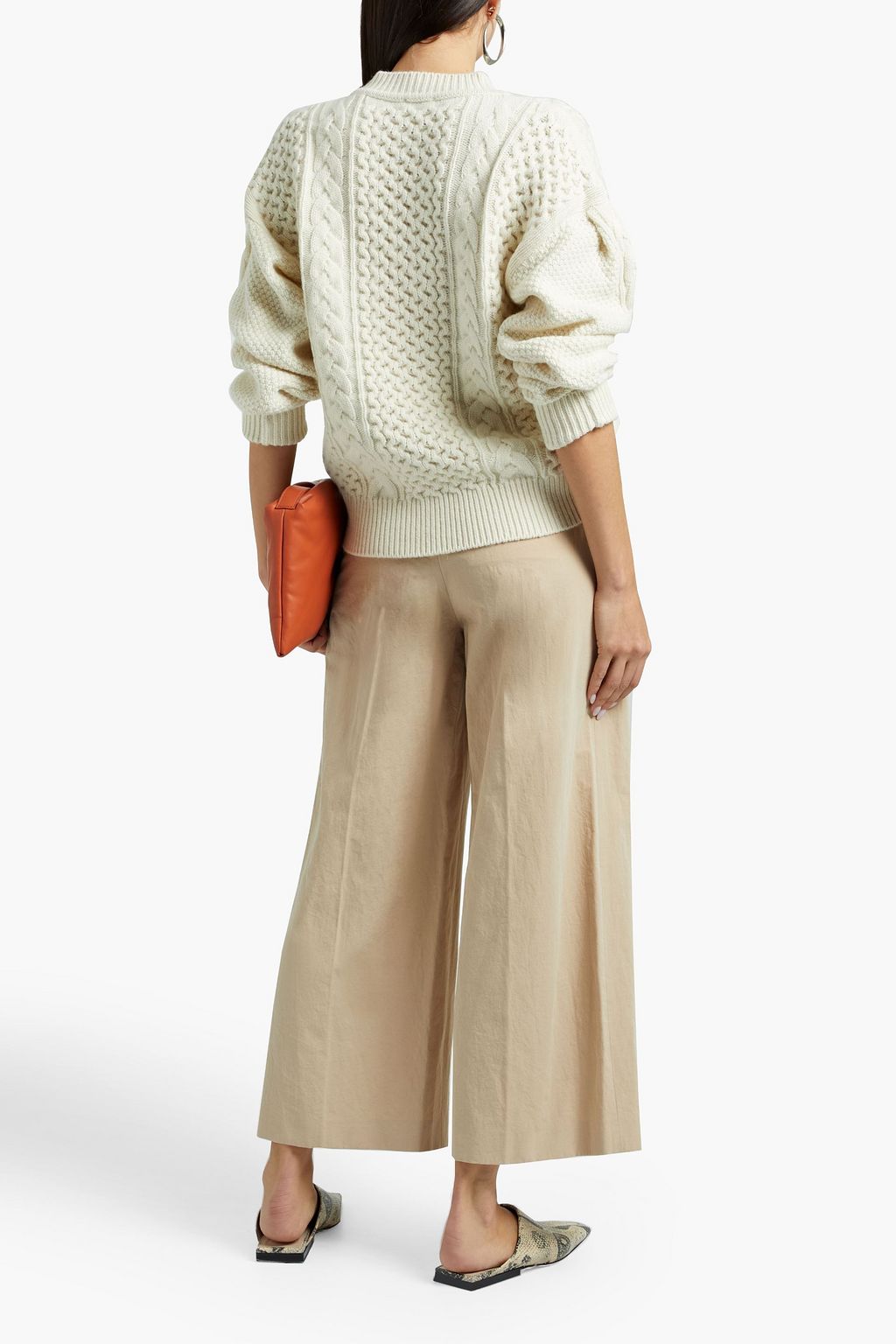JOSEPH Cropped cotton and linen-blend poplin wide-leg pants