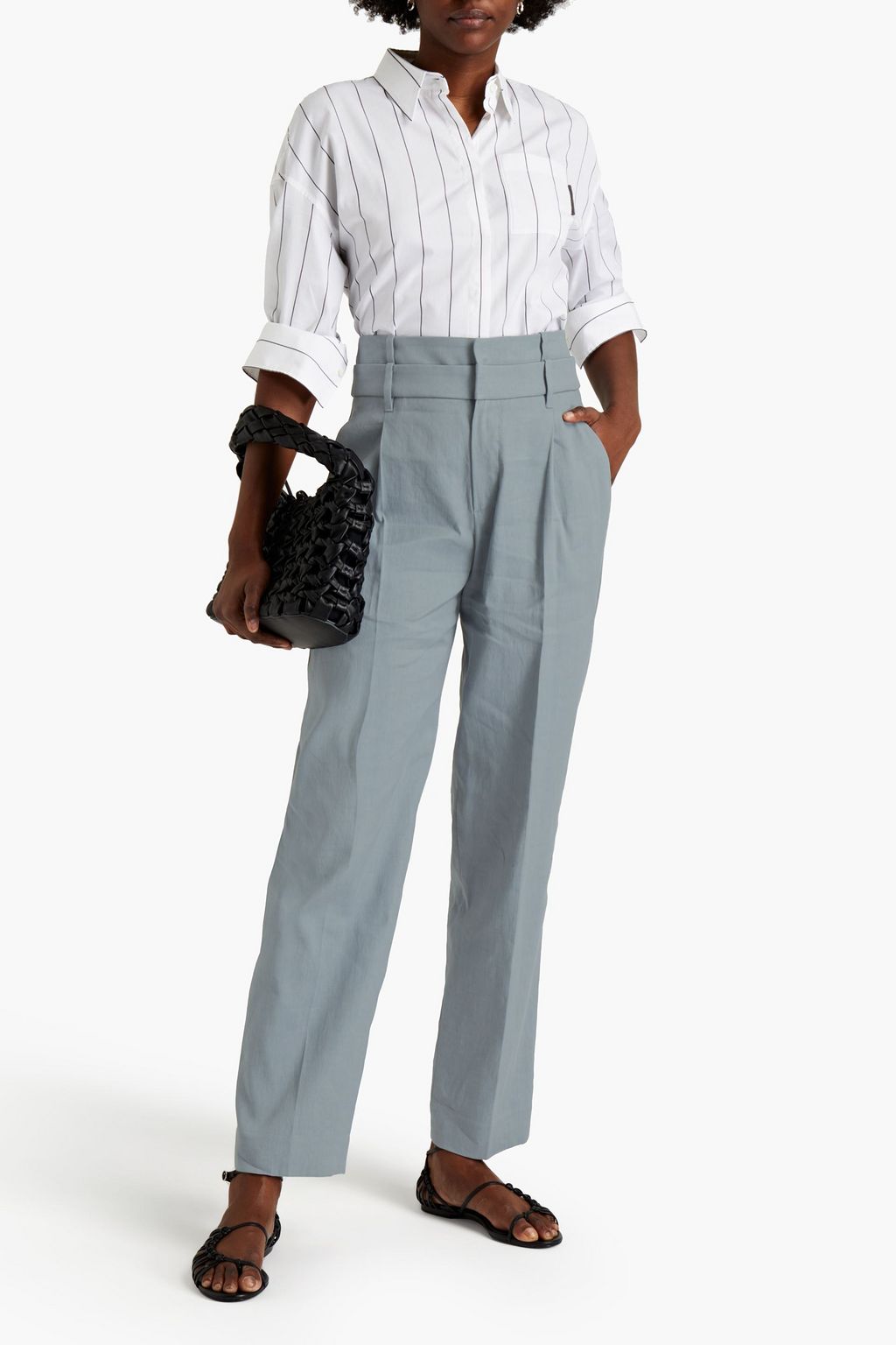 BRUNELLO CUCINELLI Linen-blend twill tapered pants