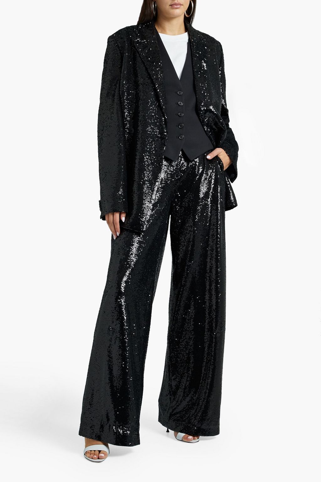 JOSEPH Juliette double-breasted sequined tulle blazer