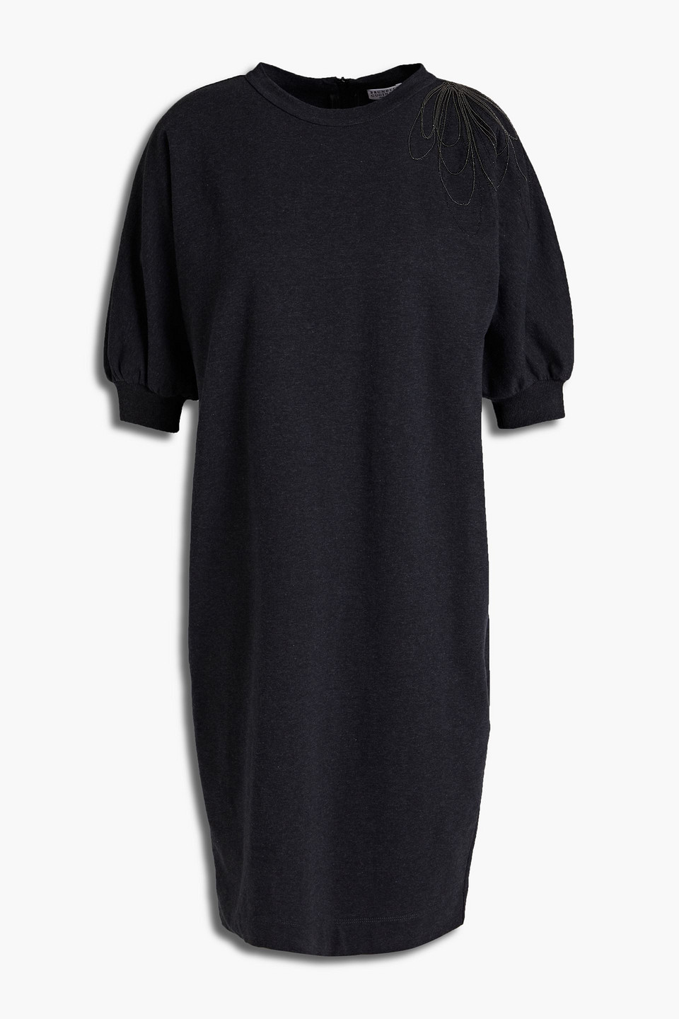 brunello cucinelli - bead-embellished stretch-cotton jersey mini dress - gray - xxl