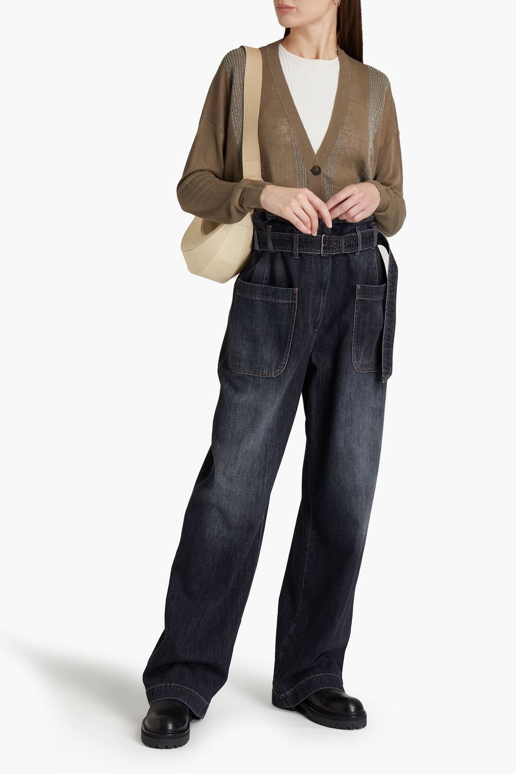 BRUNELLO CUCINELLI Cardigan aus einer Leinenmischung mit Zierperlen