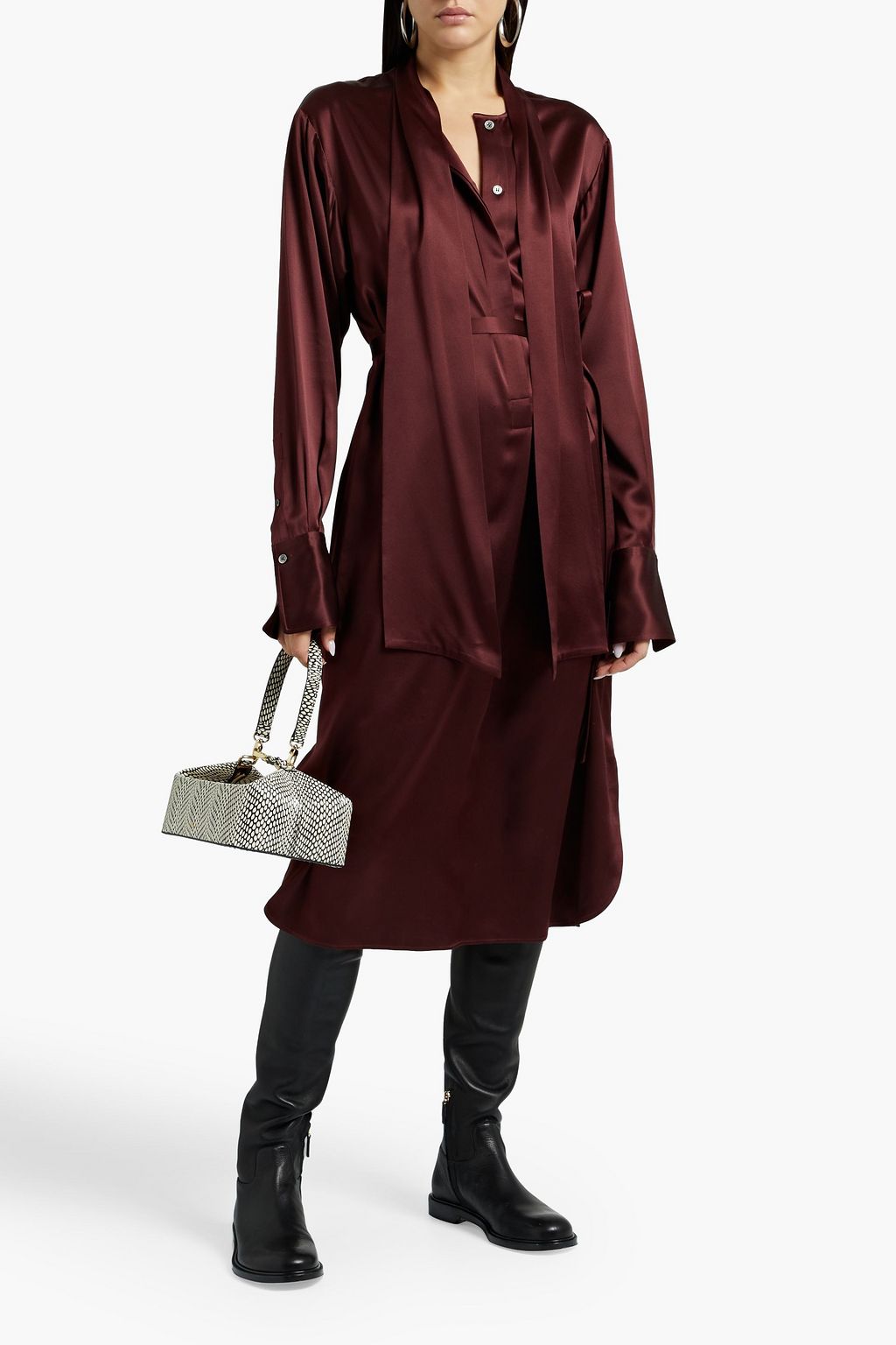JOSEPH Doriane tie-front silk-satin midi dress