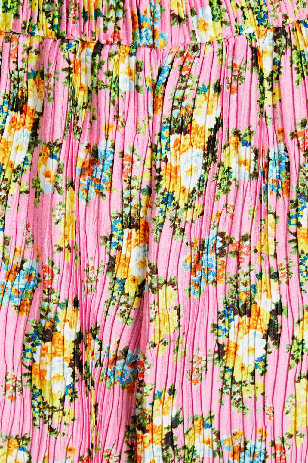 MSGM Plissé floral-print satin wide-leg pants