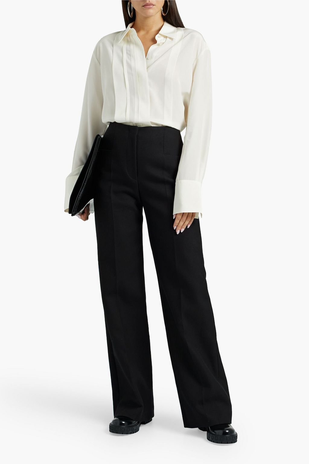 JOSEPH Pintucked silk crepe de chine shirt