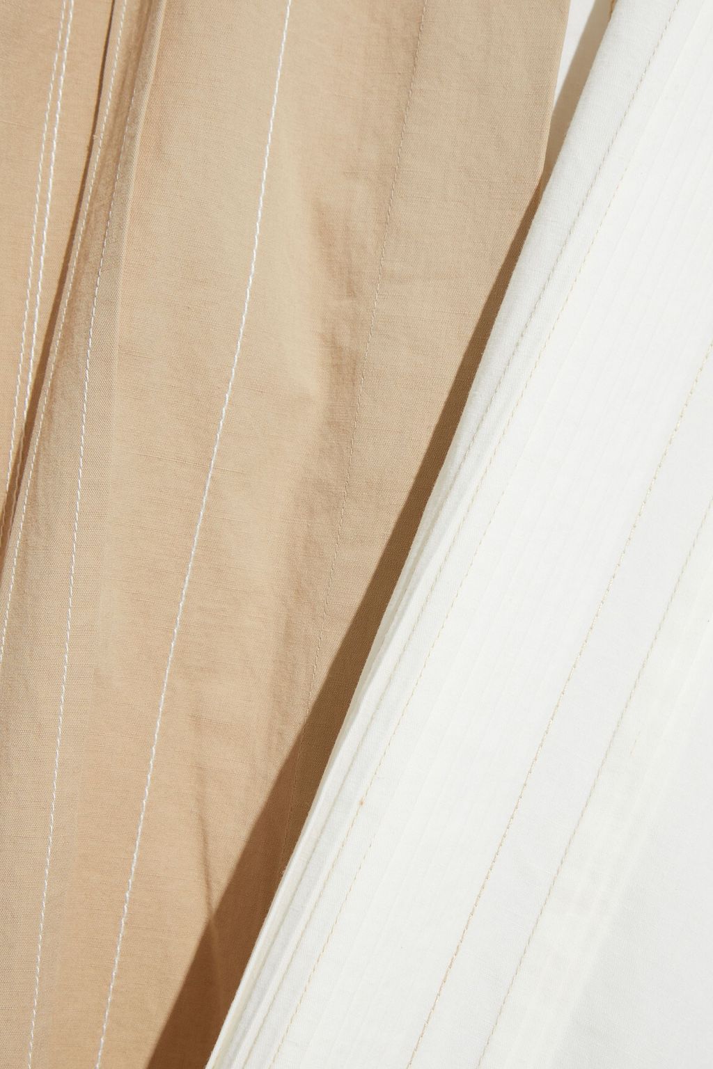 JOSEPH Dany pintucked two-tone slub cotton and linen-blend midi shirt dress