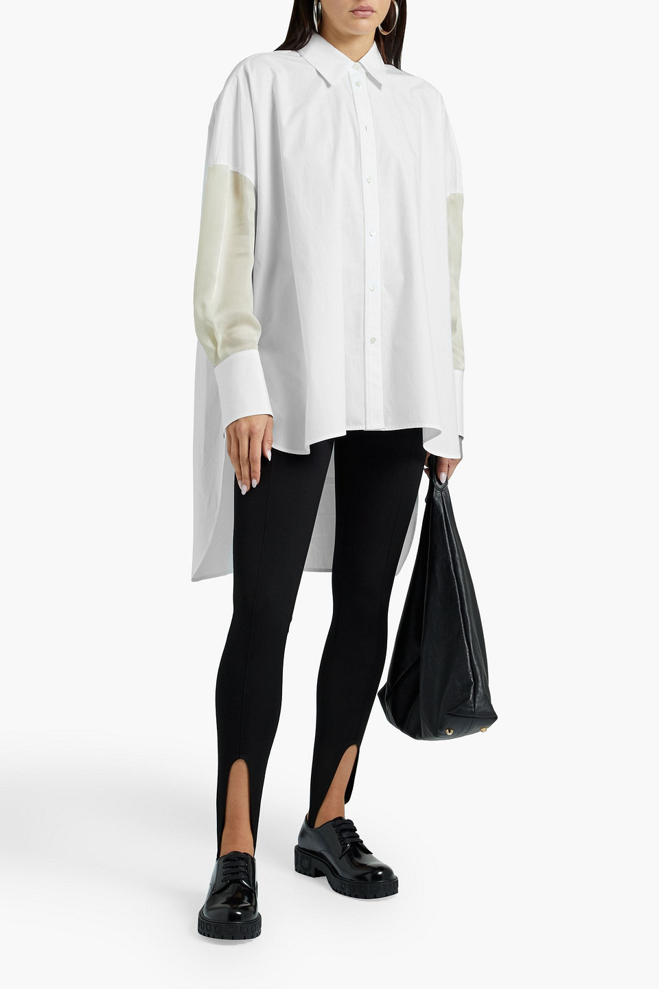 Joseph Baja Oversized Cupro-paneled Cotton-poplin Shirt In White