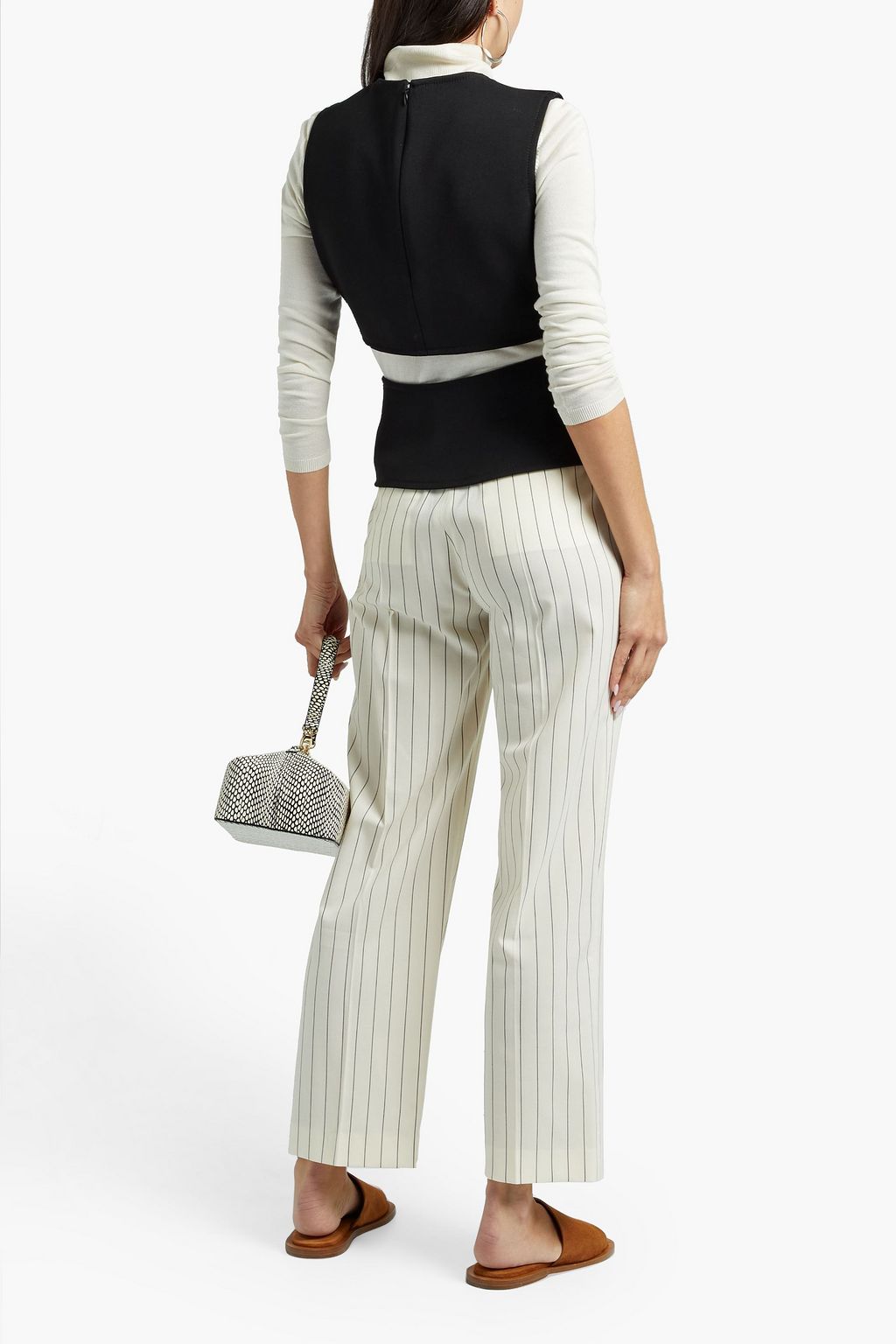 JOSEPH Cropped pinstriped wool-blend straight-leg pants