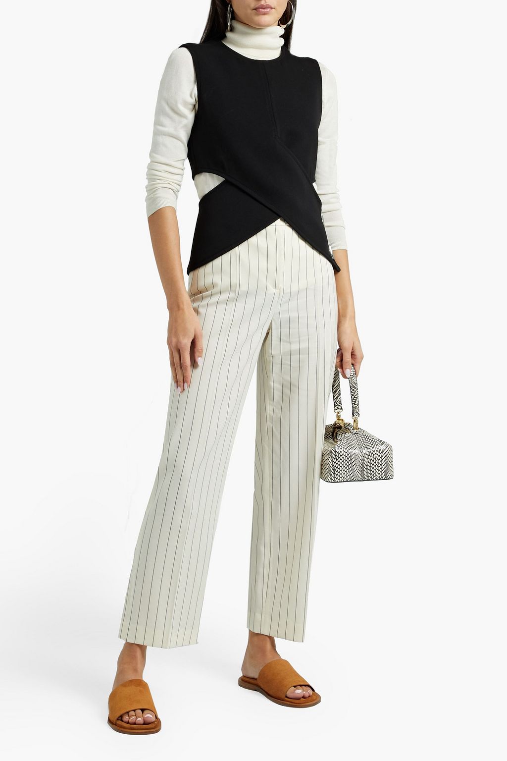 JOSEPH Cropped pinstriped wool-blend straight-leg pants