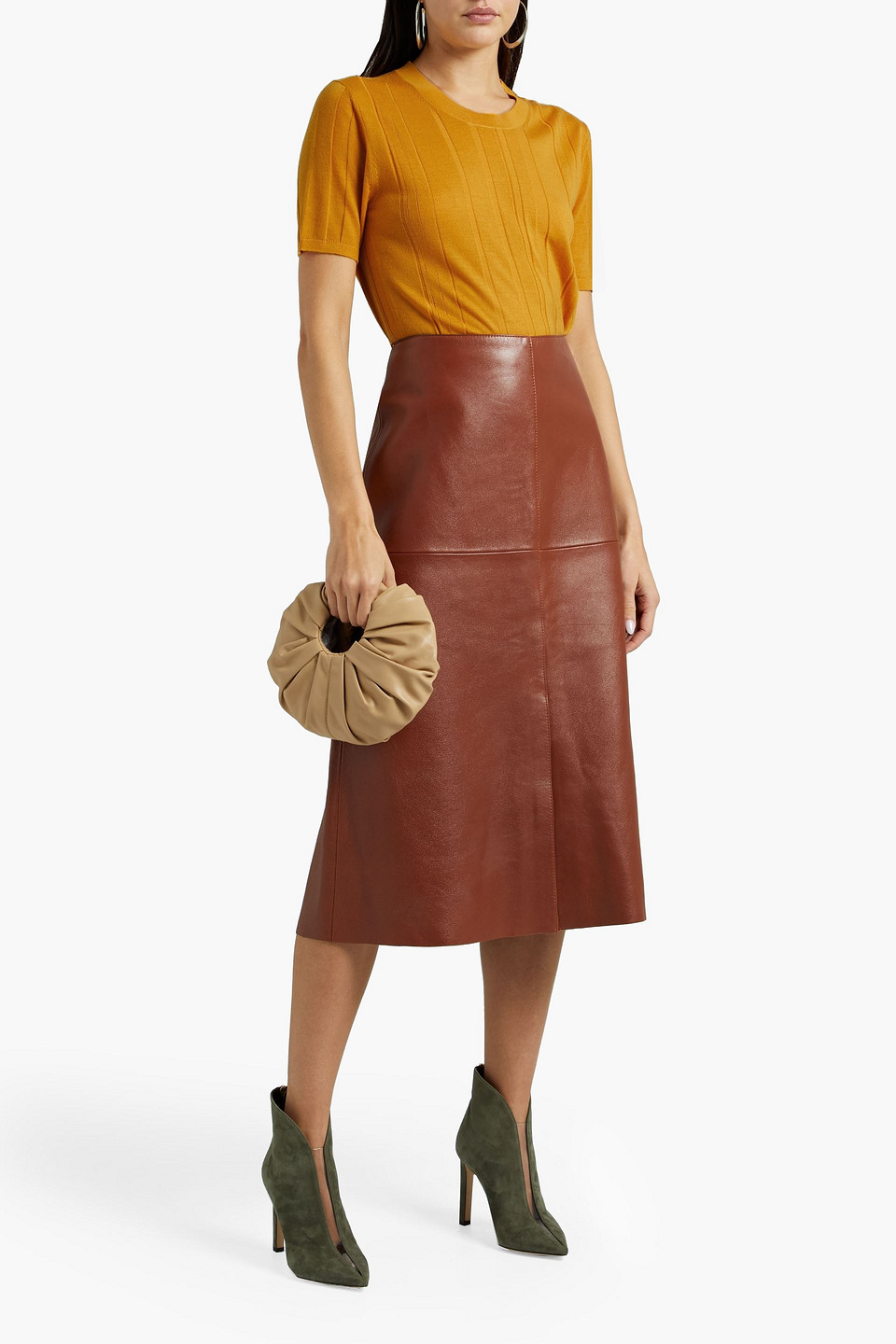 Joseph Ribbed Merino Wool-blend Top In Saffron