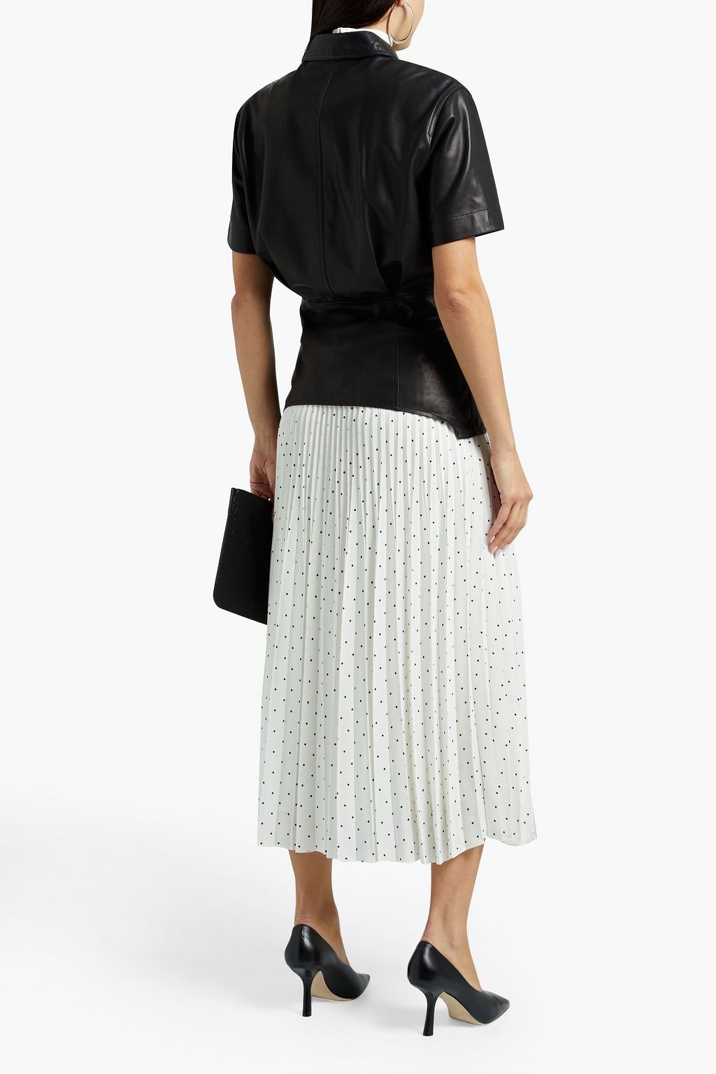 JOSEPH Sorence pleated polka-dot silk crepe de chine midi skirt