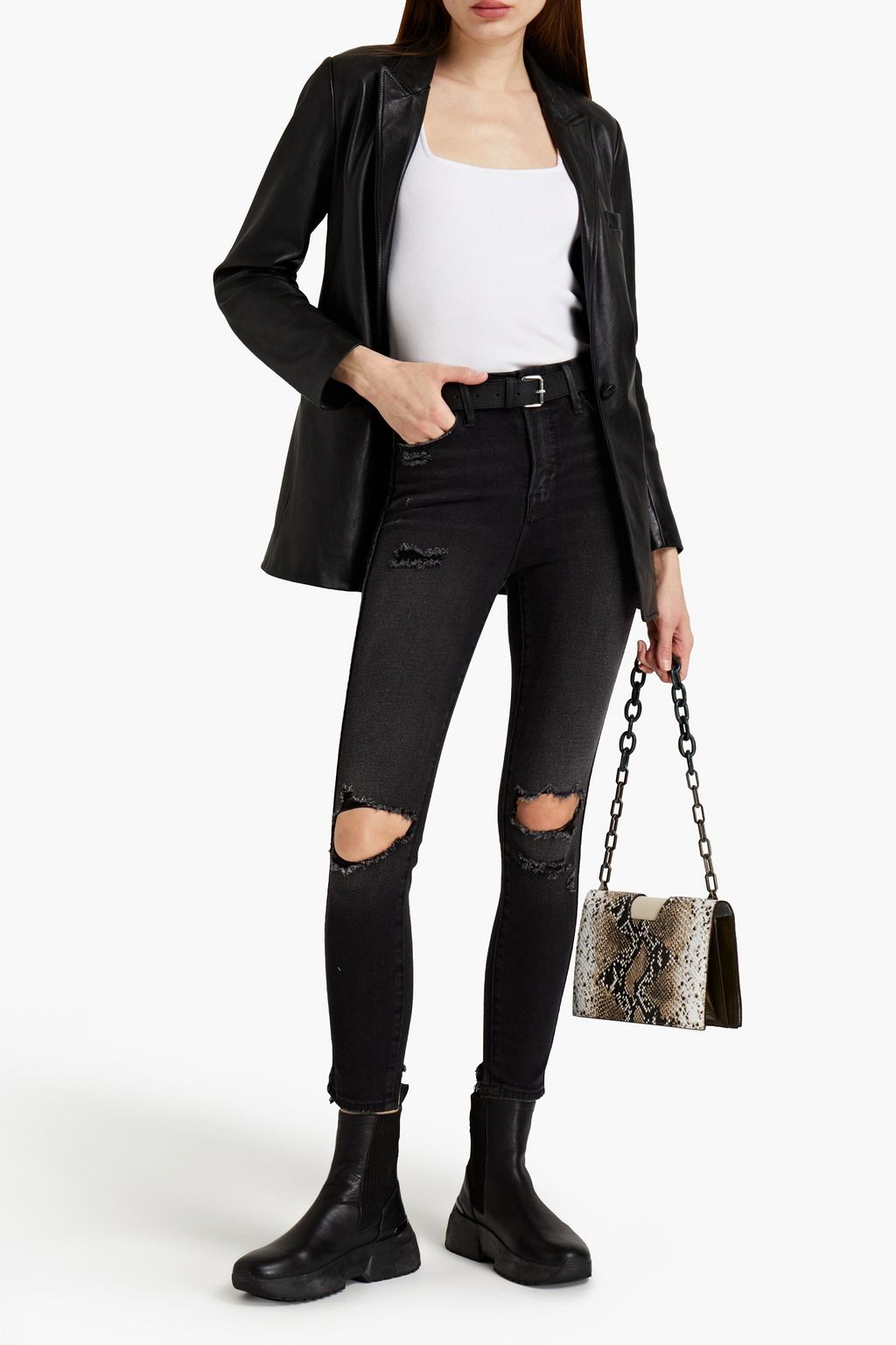 GOOD AMERICAN Good Curve distressed high-rise skinny jeans