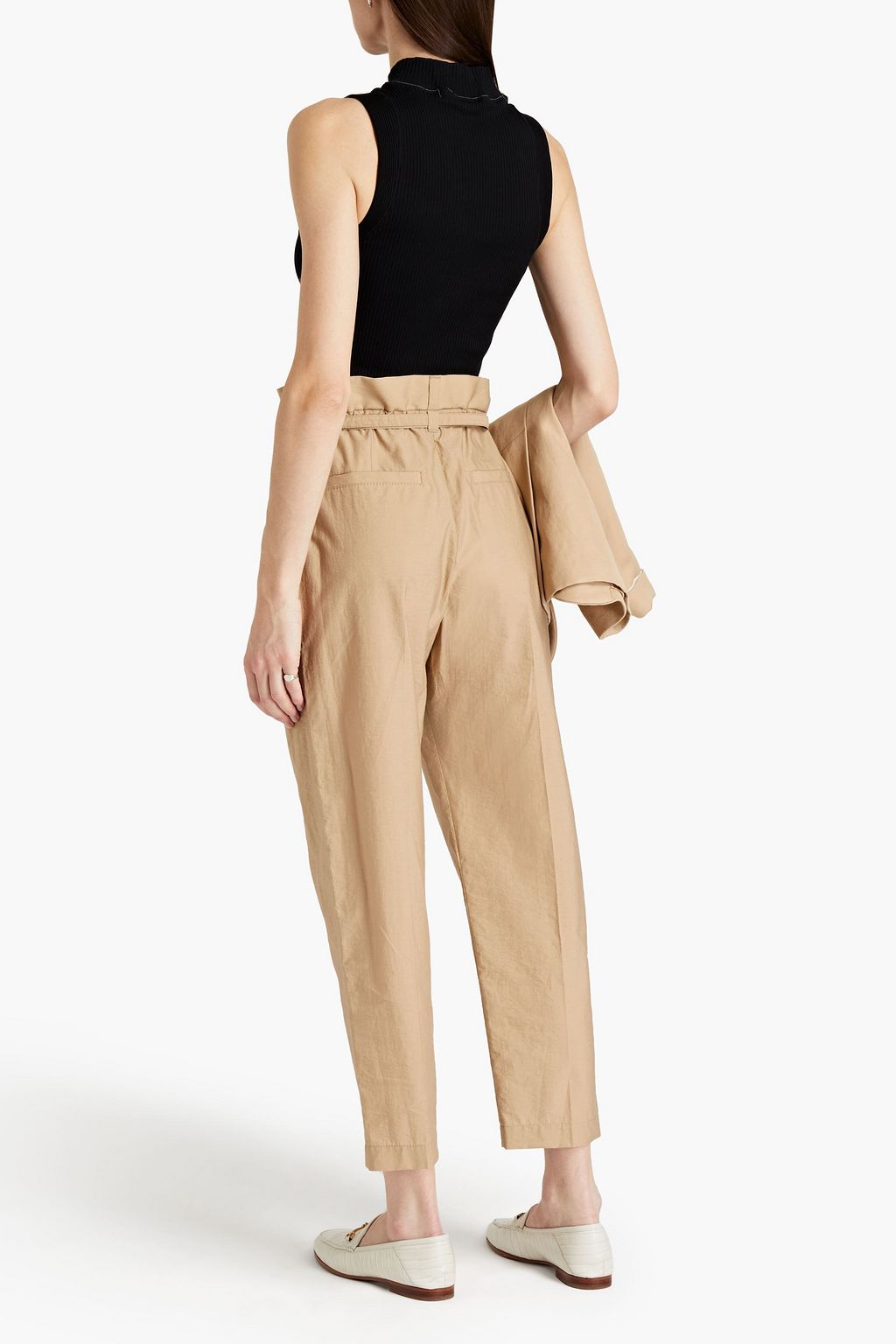 BRUNELLO CUCINELLI Cropped crinkled cotton-blend tapered pants