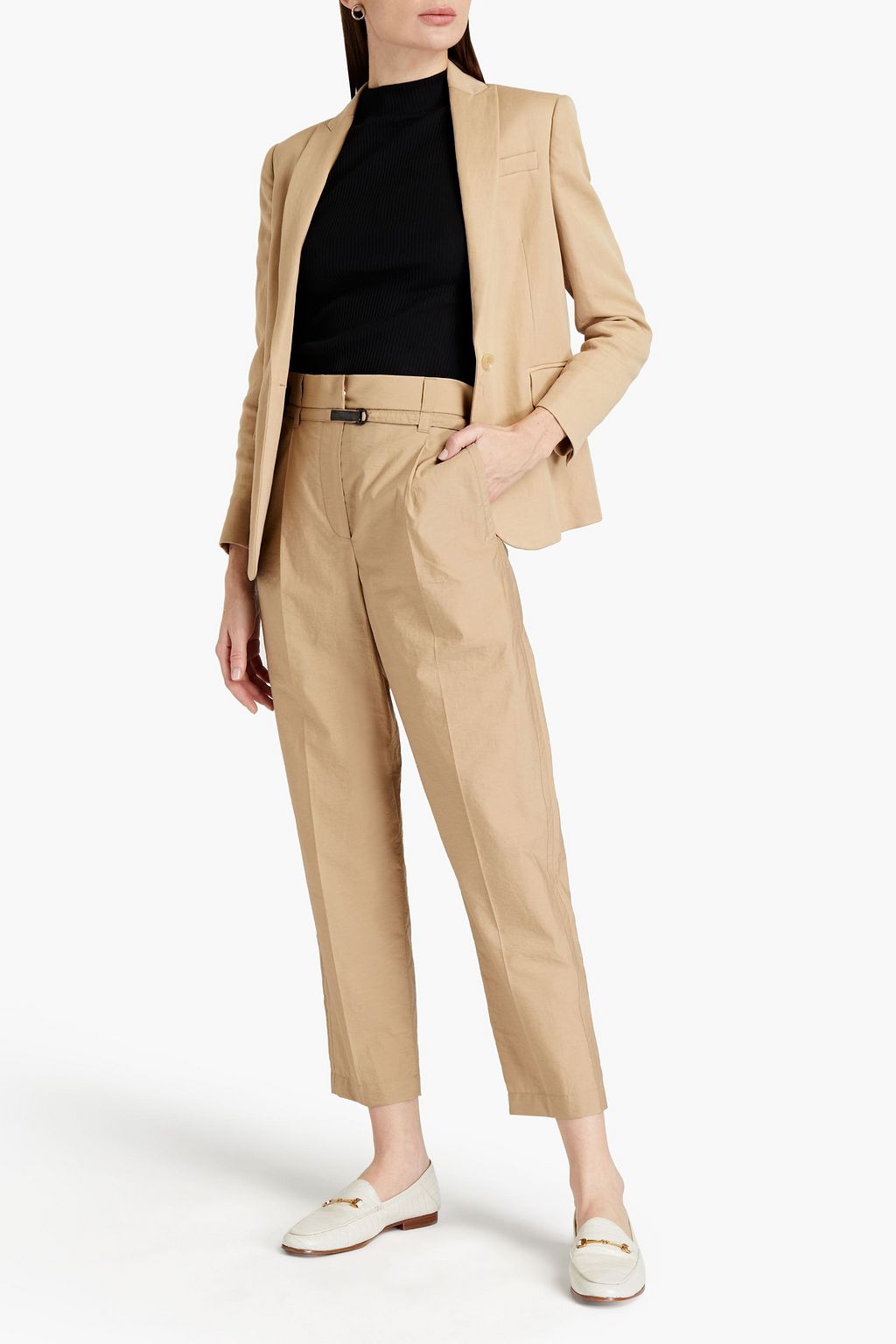 BRUNELLO CUCINELLI Cropped crinkled cotton-blend tapered pants