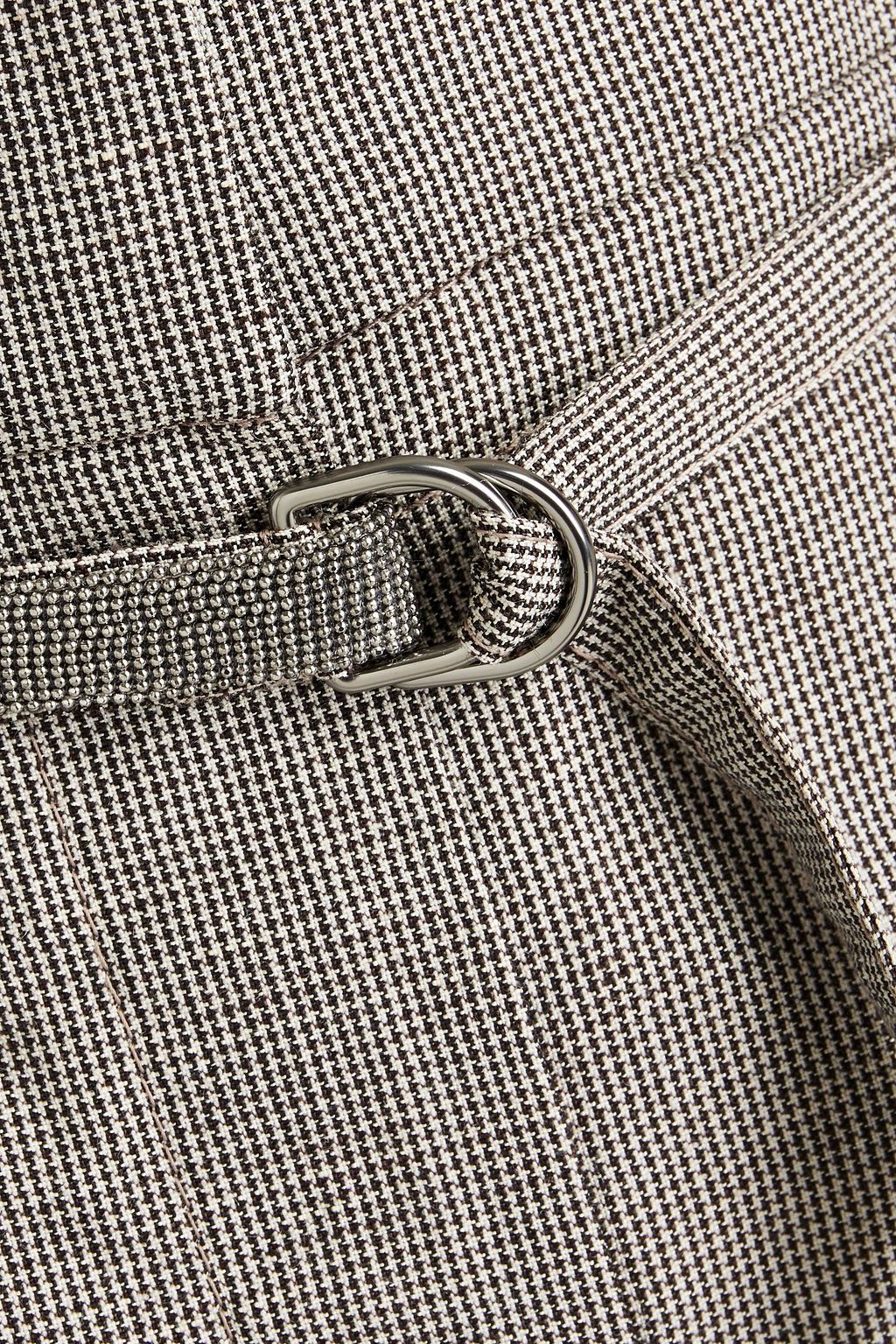 BRUNELLO CUCINELLI Karottenhose aus einer Woll-Leinenmischung mit Hahnentrittmuster und Gürtel