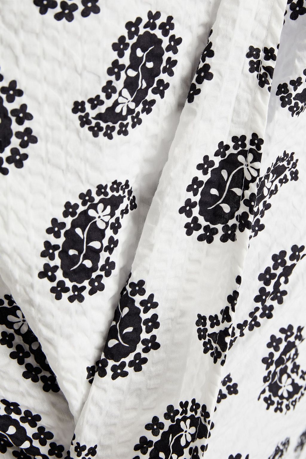 MSGM Gathered printed cotton-seersucker maxi skirt