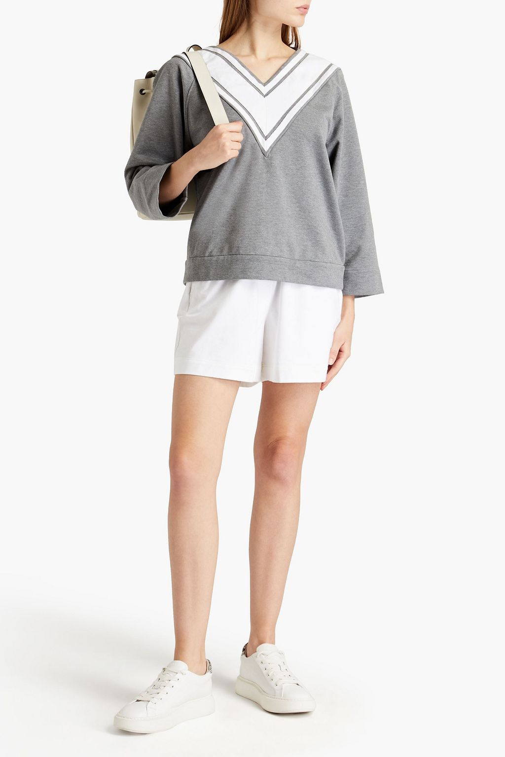 BRUNELLO CUCINELLI Bead-embellished French cotton-terry sweatshirt