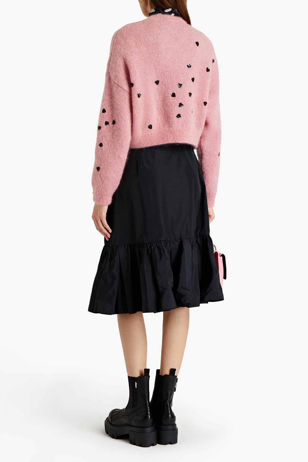 MSGM Wrap-effect ruffled taffeta skirt