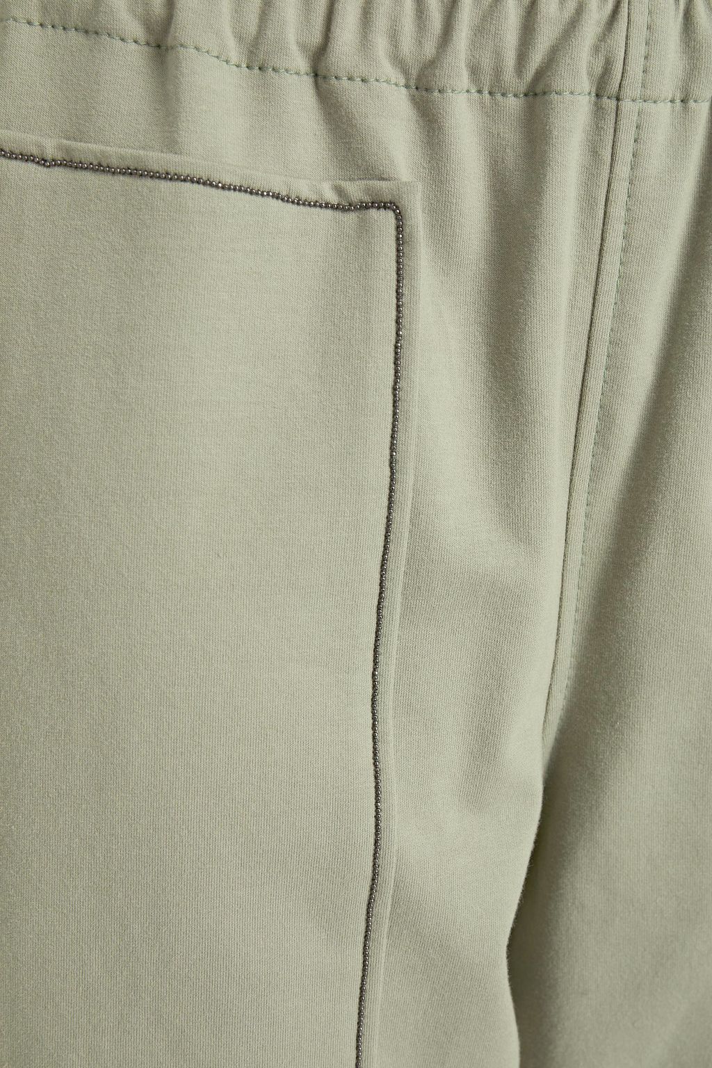 BRUNELLO CUCINELLI Bead-embellished French cotton-blend terry track pants