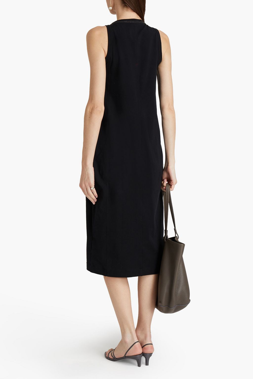 BRUNELLO CUCINELLI Bead-embellished stretch-cotton jersey midi dress