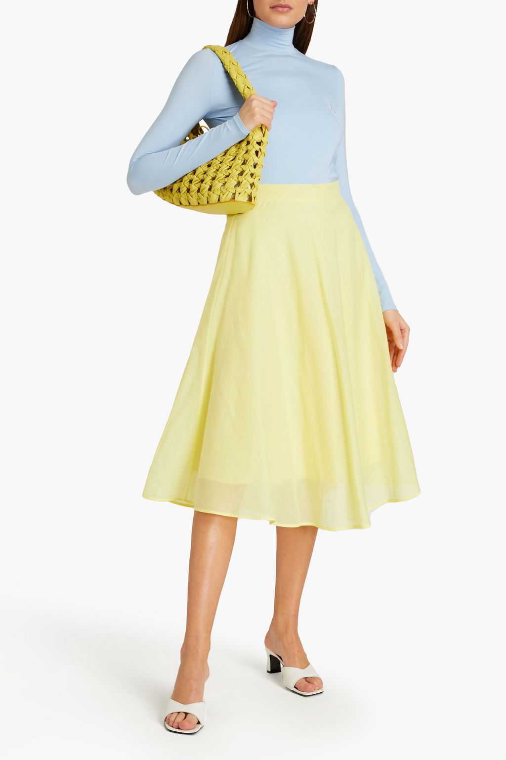 MSGM Cotton-gauze midi skirt