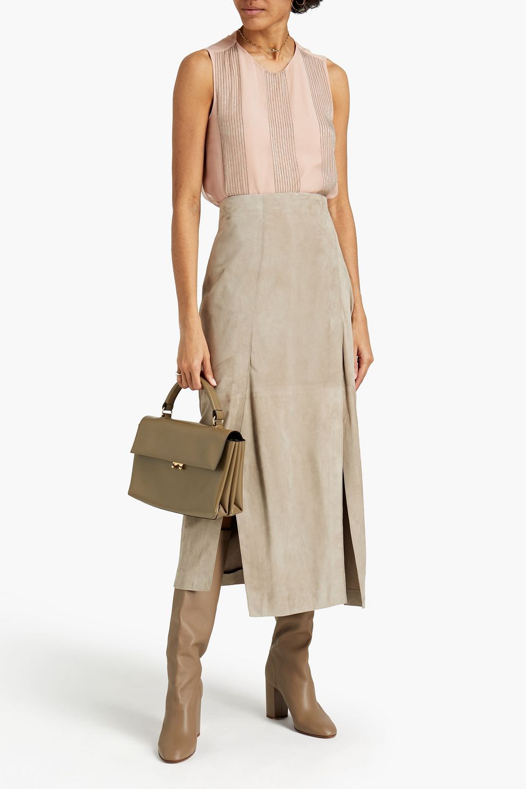 BRUNELLO CUCINELLI Midirock aus Veloursleder