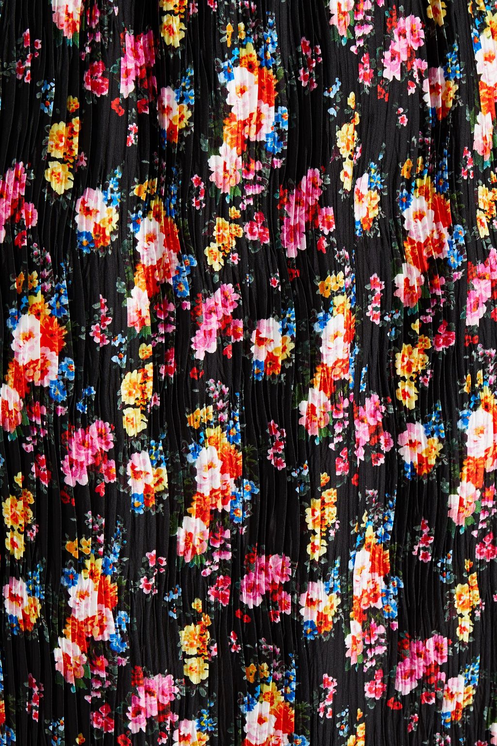 MSGM Plissé floral-print satin midi skirt