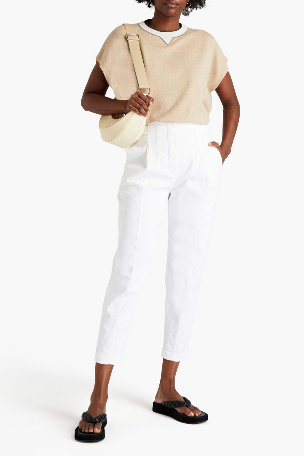 BRUNELLO CUCINELLI Cropped Karottenhose aus einer Baumwollmischung mit Zierperlen