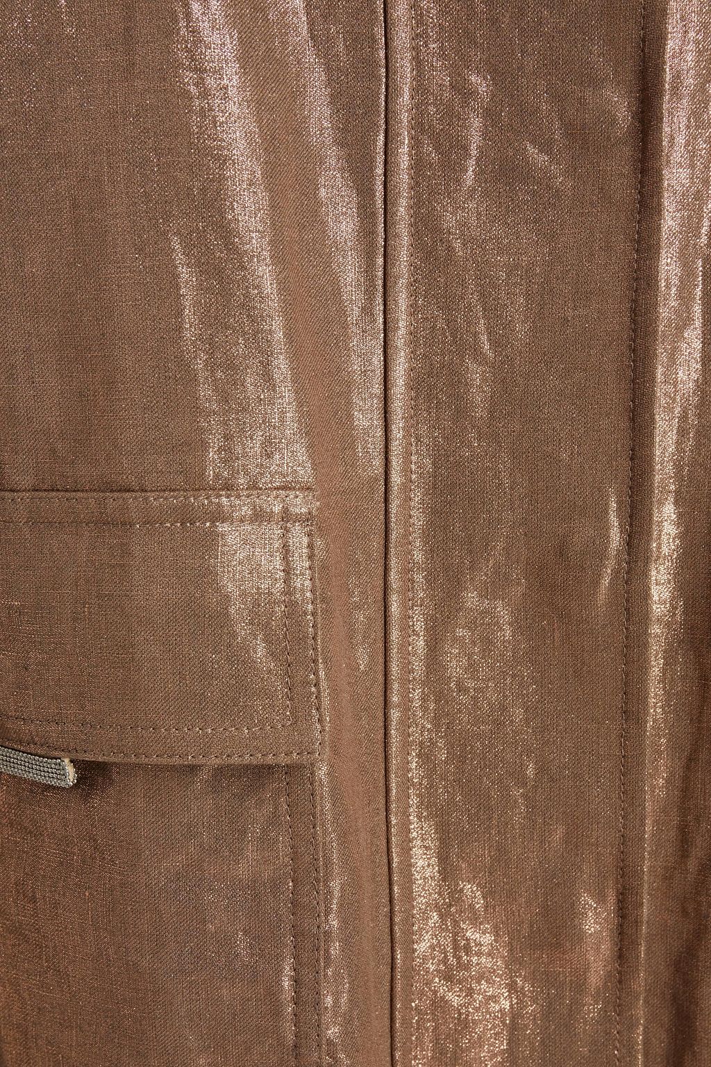 BRUNELLO CUCINELLI Bead-embellished metallic coated linen hooded jacket