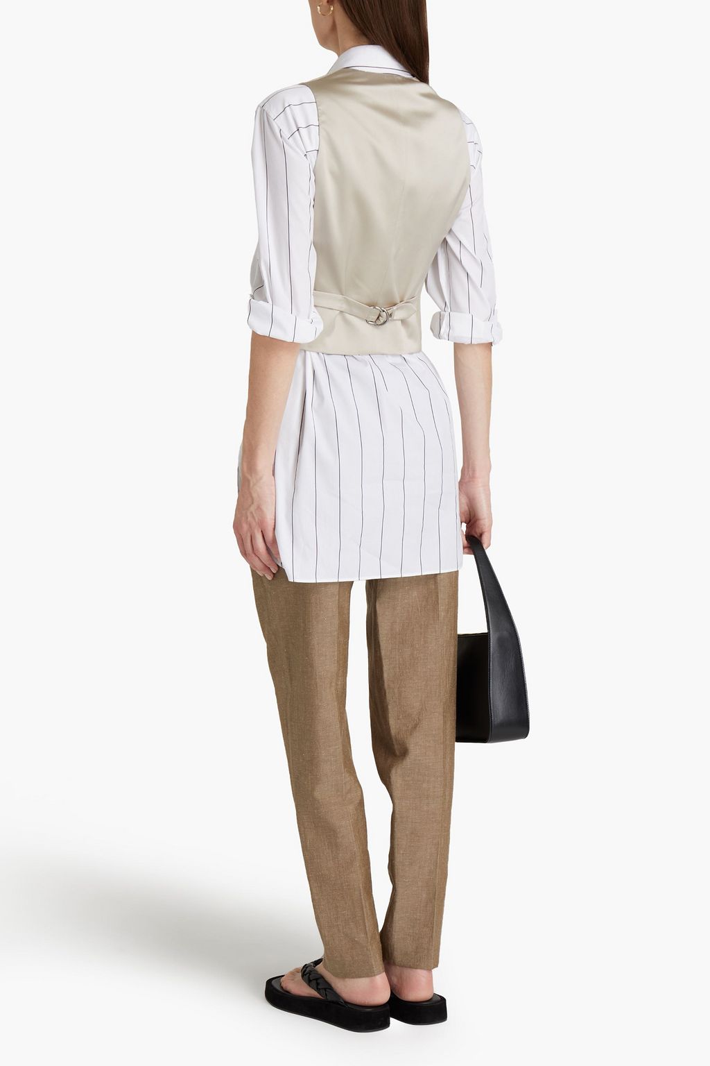 BRUNELLO CUCINELLI Silk satin-paneled linen-twill vest