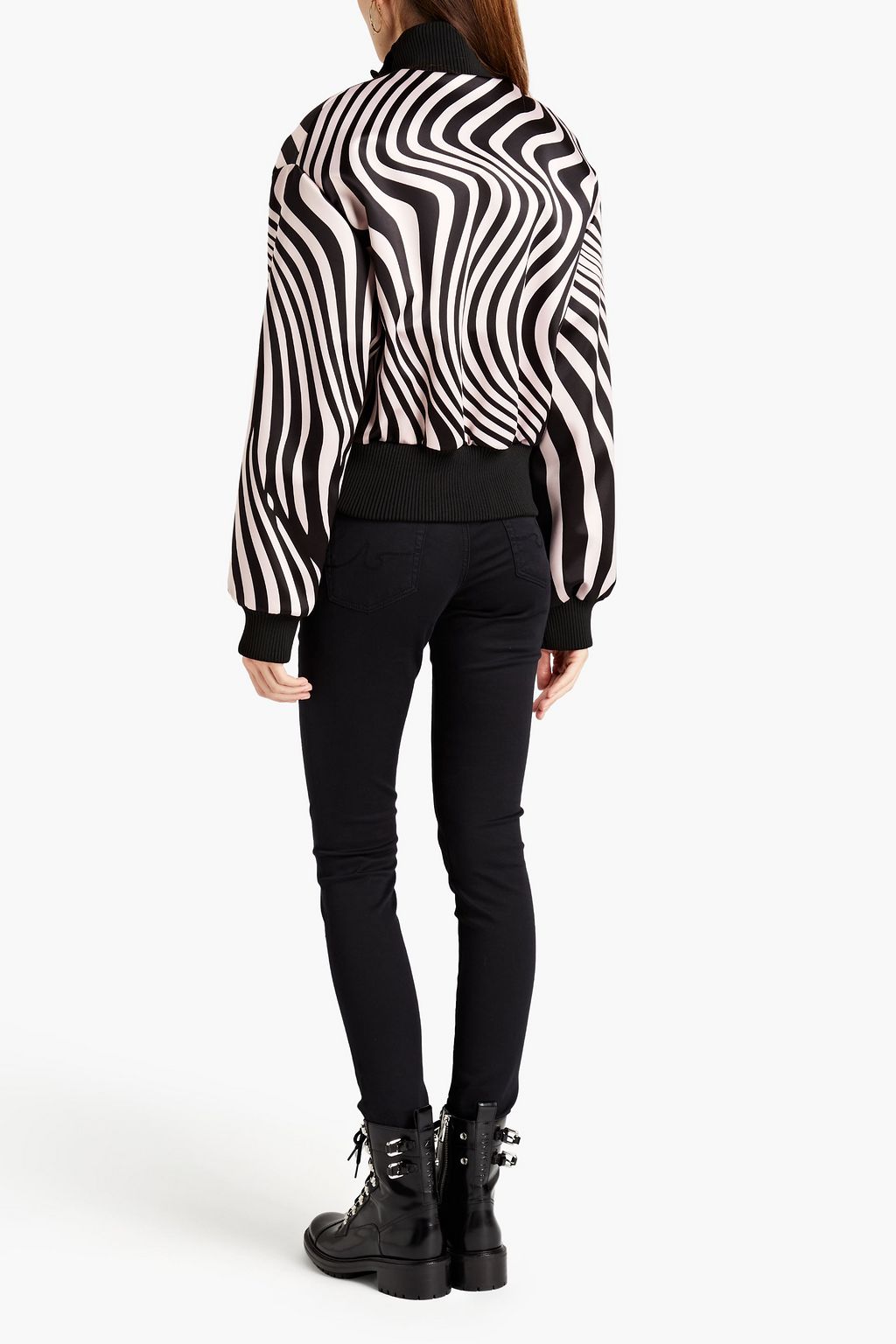 JUST CAVALLI Zebra-print satin bomber jacket