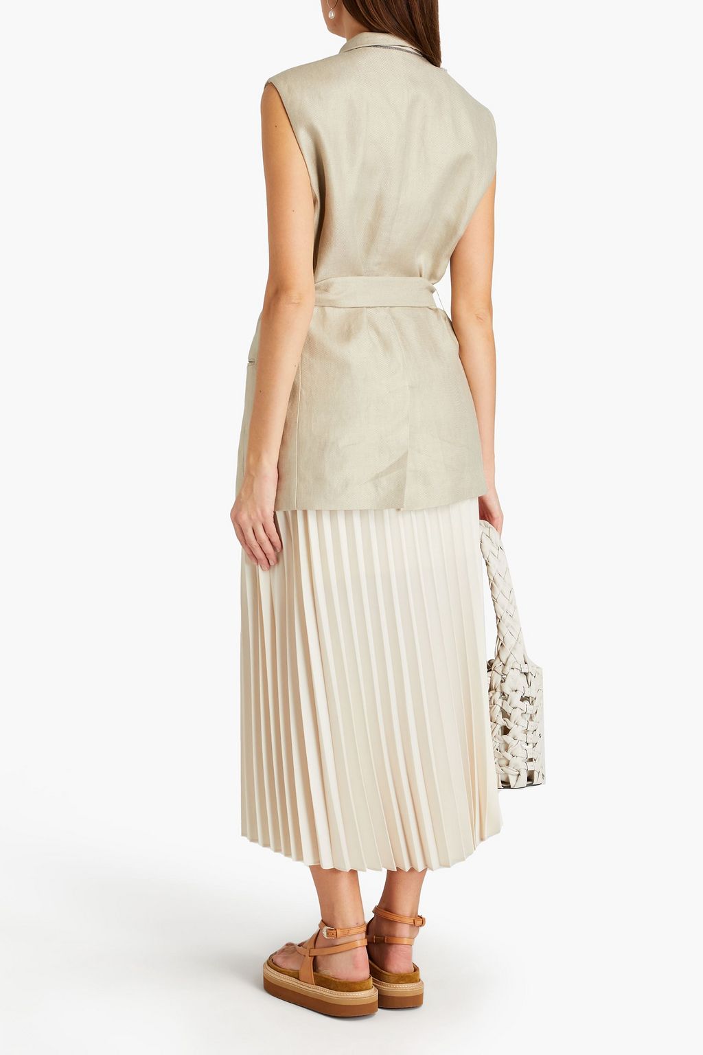 BRUNELLO CUCINELLI Double-breasted linen-twill vest