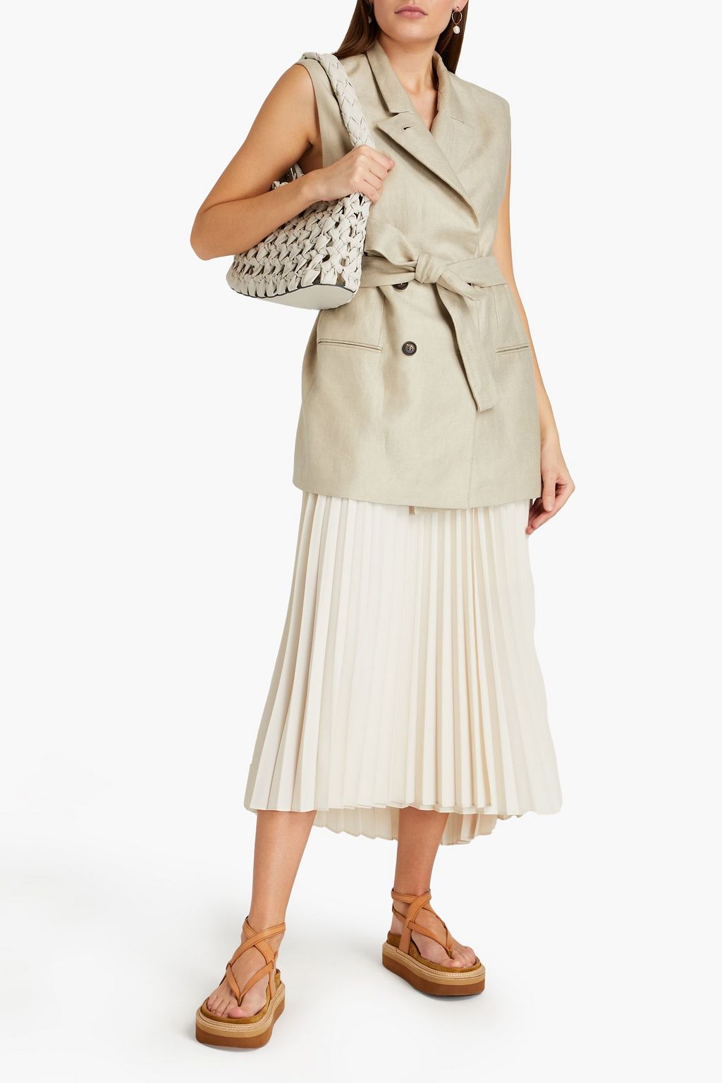 BRUNELLO CUCINELLI Double-breasted linen-twill vest