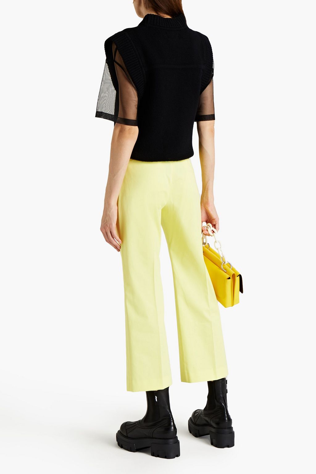 MSGM Cropped cotton-twill straight-leg pants