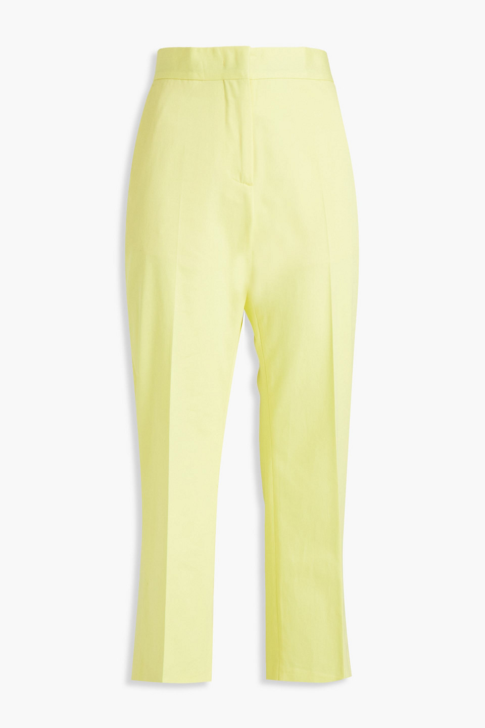 Msgm Woman Cropped Cotton-twill Straight-leg Pants Yellow Size 40